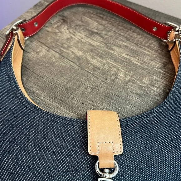 Coach J3K 8932 Y2K Denim and Tan leather Hobo Bag with red tag EUC - Picture 5 of 16